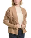 Meir Women's Wool Blend Fringe Cardigan In Brown