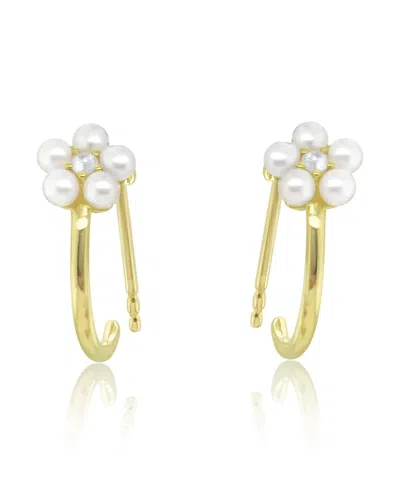 Meira T 14k 0.04 Ct. Tw. Diamond & 2mm Pearl Earrings In Gold