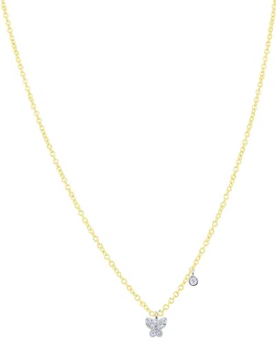 Meira T 14k White & Yellow Gold Diamond Mini Butterfly & Disc Pendant Necklace