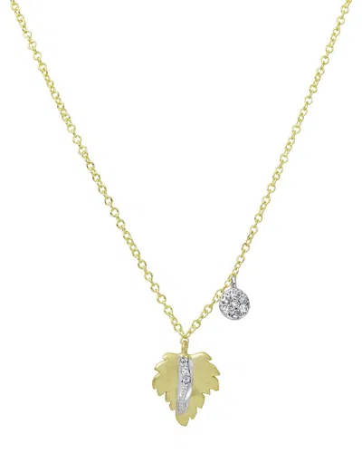 Meira T 14k 0.07 Ct. Tw. Diamond Leaf Necklace In Gold