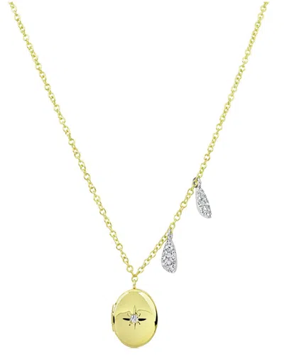 Meira T 14k 0.08 Ct. Tw. Diamond Starburst Locket Necklace In Gold