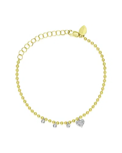 Meira T 14k Yellow Gold Diamond Heart Bead Chain Bracelet