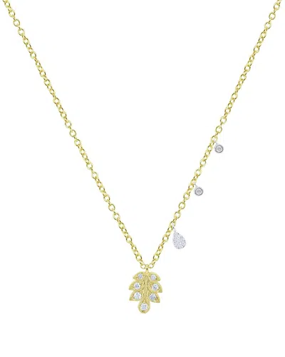 Meira T 14k 0.13 Ct. Tw. Diamond Leaf Necklace In Gold