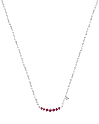 Meira T 14k 0.14 Ct. Tw. Diamond & Ruby Necklace In Purple