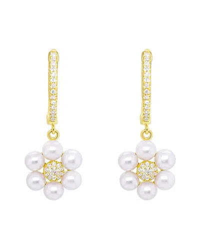 Meira T 14k 0.16 Ct. Tw. Diamond & 4-5mm Pearl Flower Earrings In Gold