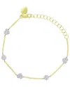 Meira T 14k White & Yellow Gold Diamond Heart Cluster Link Bracelet
