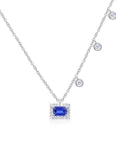 Meira T 14k 0.29 Ct. Tw. Diamond & Blue Sapphire Necklace
