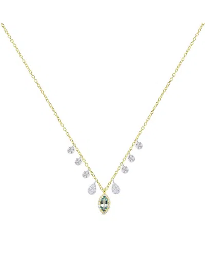 Meira T 14k 0.30 Ct. Tw. Diamond & Blue Topaz Necklace In Green