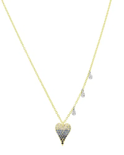Meira T 14k 0.35 Ct. Tw. Diamond & Blue Sapphire Heart Necklace In Gold