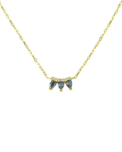 Meira T 14k 0.49 Ct. Tw. Diamond & Blue Topaz Necklace In Gold