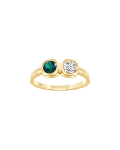 Meira T 14k 0.50 Ct. Tw. Lab-grown Diamond & Lab-grown Emerald Ring In Pattern