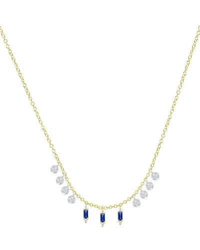 Meira T 14k 0.58 Ct. Tw. Diamond & Blue Sapphire Necklace In Gold