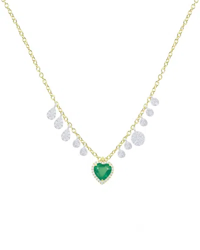 Meira T 14k 0.76 Ct. Tw. Diamond & Emerald Heart Charm Necklace In Gold