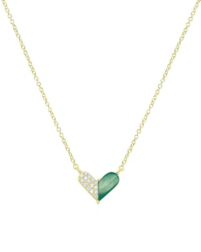 Meira T 14k 0.86 Ct. Tw. Diamond & Malachite Heart Necklace In Gold