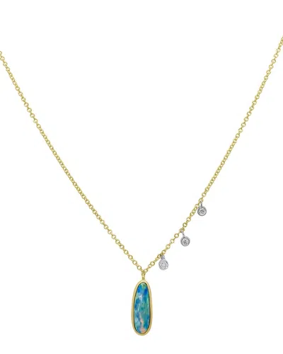 Meira T 14k 0.93 Ct. Tw. Diamond & Opal Necklace