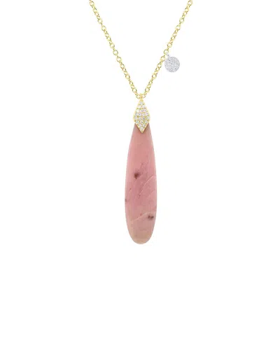 Meira T 14k 12.01 Ct. Tw. Diamond & Pink Opal Necklace In Gold