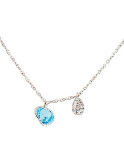 Pre-owned Meira T 14k 1.28ct Topaz & Diamond Heart Pendant Necklace, 16" In Multi