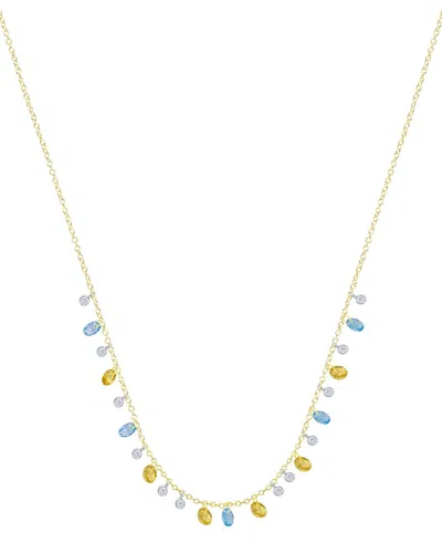 Meira T 14k 1.52 Ct. Tw. Diamond & Blue Topaz Yellow Sapphire Necklace In Gold