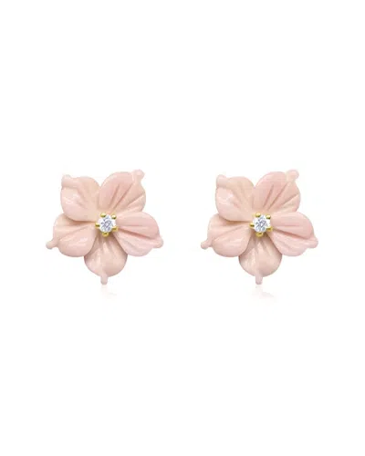 Meira T 14k 3.41 Ct. Tw. Diamond & Pink Shell Stud Earrings