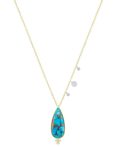 Meira T 14k 4.55 Ct. Tw. Diamond & Turquoise Necklace In Gold