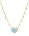 Meira T 14k 6.92 Ct. Tw. Diamond & Larimar Larimar Heart Necklace