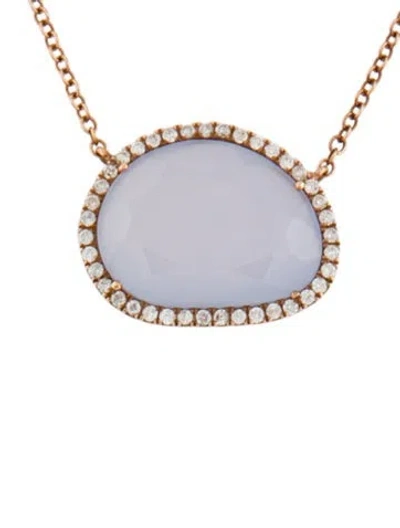 Pre-owned Meira T 14k Chalcedony & Diamond Station Pendant, 16" In Multi