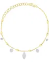 Meira T 14k Diamond Barrel Chain Leaf Bracelet In Gold