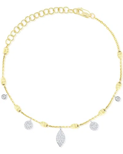 Meira T 14k Diamond Barrel Chain Leaf Bracelet In Gold