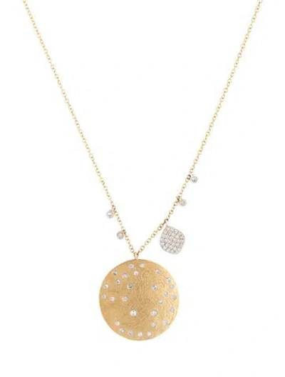 Pre-owned Meira T 14k Diamond Brushed Circle Necklace, 17.5" In Multicolor