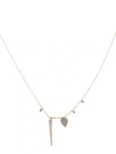 Pre-owned Meira T 14k Diamond Dagger Pendant Necklace, 16" In Multi