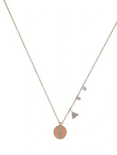 Pre-owned Meira T 14k Diamond Disc Pendant Necklace, 16.25" In Multi
