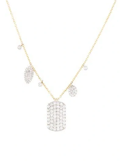 Pre-owned Meira T 14k Diamond Dog Tag Station Pendant Necklace, 18" In Multicolor