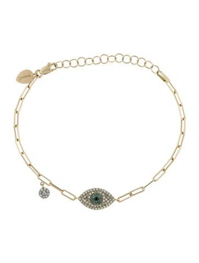 Pre-owned Meira T 14k Diamond Evil Eye Charm Bracelet, 6.75" In Multi