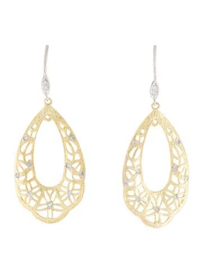 Pre-owned Meira T 14k Diamond Filigree Drop Earrings In Multi