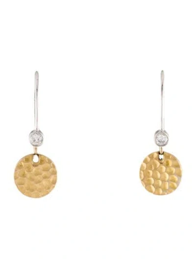 Pre-owned Meira T 14k Diamond Hammered Drop Earrings In Multi