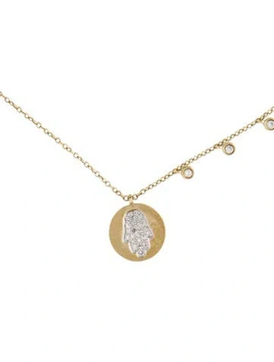 Pre-owned Meira T 14k Diamond Hamsa Coin Necklace, 16.25" In Multi