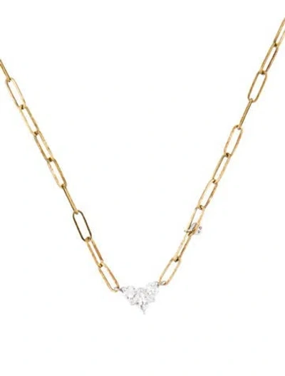 Pre-owned Meira T 14k Diamond Heart Station Paperclip Necklace, 16" In Multi