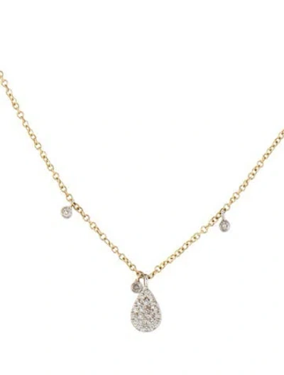 Pre-owned Meira T 14k Diamond Pear Station Necklace, 16" In Multicolor