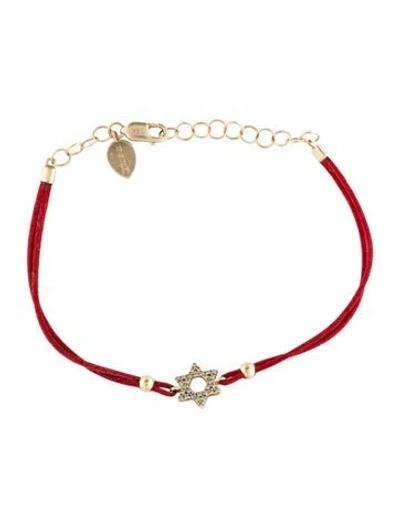 Pre-owned Meira T 14k Diamond Star Of David Link Bracelet, 5.5" In Red