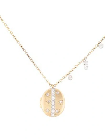 Pre-owned Meira T 14k Diamond Starburst Locket Necklace, 18" In Multicolor