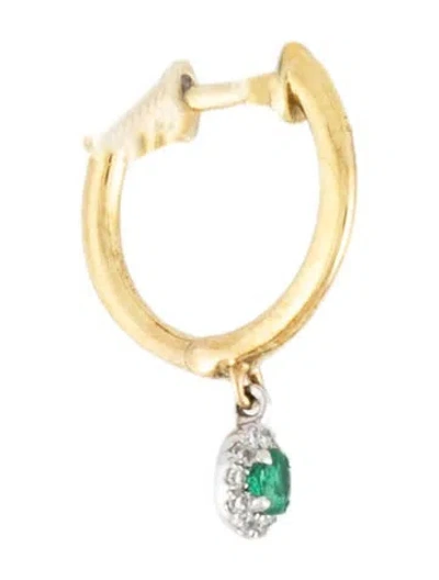 Pre-owned Meira T 14k Emerald & Diamond Single Huggie Earring In Multicolor