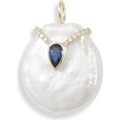 Meira T 14k Gold Sapphire & Diamond Pearl Charm