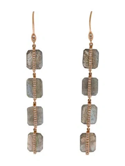 Pre-owned Meira T 14k Labradorite & Diamond Drop Earrings In Multi