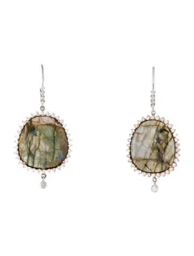 Pre-owned Meira T 14k Labradorite & Diamond Drop Earrings In Multi