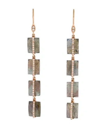 Pre-owned Meira T 14k Labradorite & Diamond Drop Earrings In Multi
