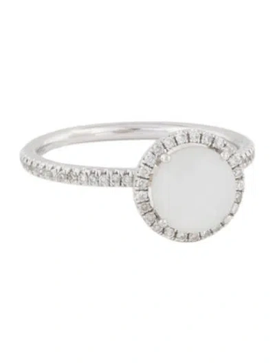Pre-owned Meira T 14k Mother Of Pearl & Chalcedony Doublet And Diamond Cocktail Ring In Multi