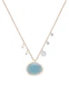 Meira T 14k Rose Gold 5.22 Ct. Tw. Diamond & Milky Aqua Necklace
