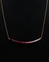 Meira T 14k Rose Ruby Bead Gemstone Necklace