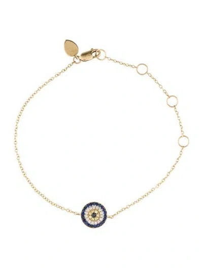 Pre-owned Meira T 14k Sapphire & Diamond Evil Eye Bracelet, 7.25" In Multi