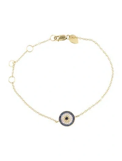 Pre-owned Meira T 14k Sapphire & Diamond Evil Eye Bracelet, 7.25" In Multi